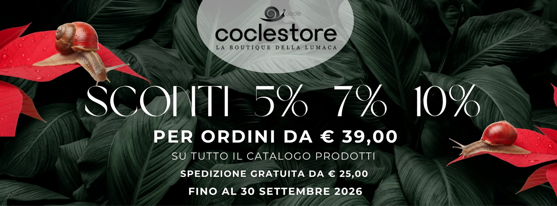 Sconto del 10% su tutti i prodotti del catalogo Coclestore fino al 10 gennaio 2026